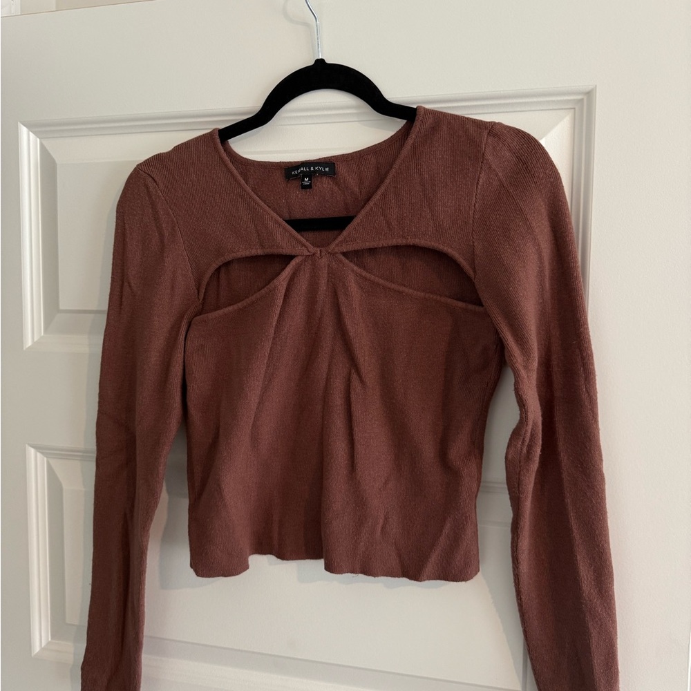 Women's Brown Long Sleeve Top